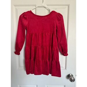 Tahari Girls Red Velvet Sparkle Tiered Long Sleeve Dress‎ Size 6